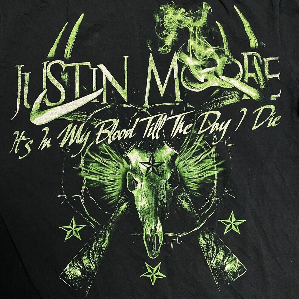 Justin Moore Shirt Mens Medium Skull Cant Hide My Redneck Side Country Concert